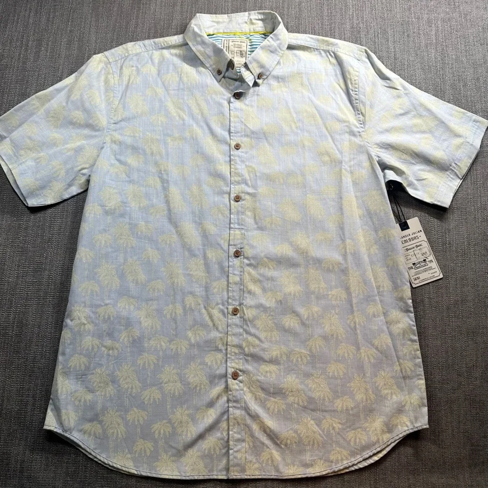 Alexander Julian Colours Shirt Mens XL Blue Yellow Palm Tree NWT